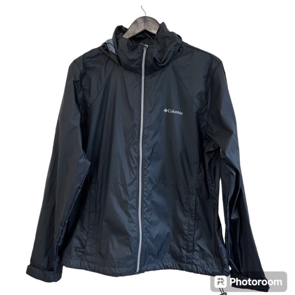Columbia Full Zip Hooded Windbreaker Jacket - Black